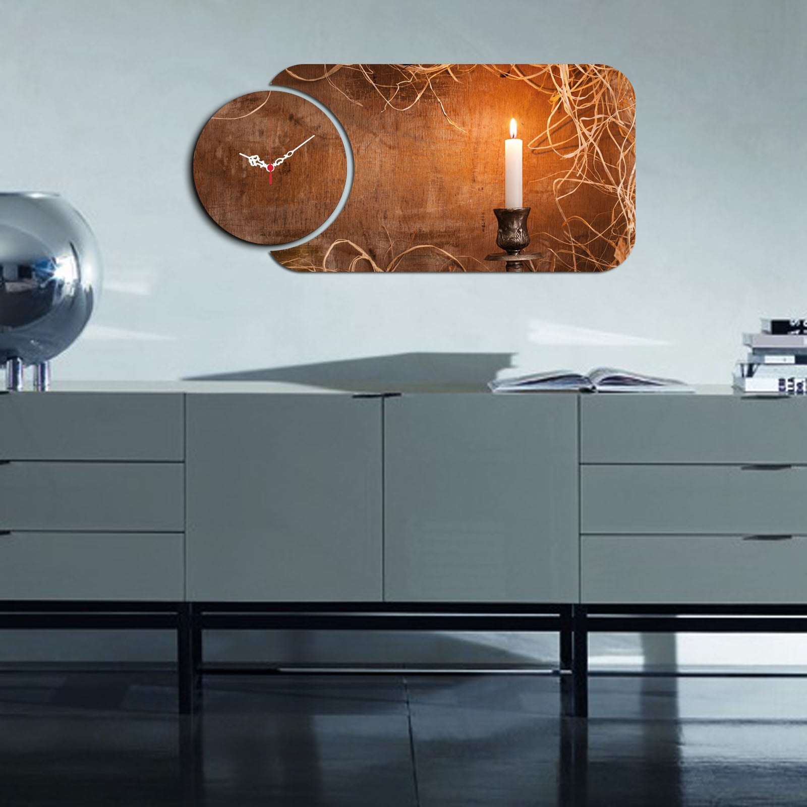 Relógio Decorativo MDF Multicolor YMS-22 - 2 Peças Premium