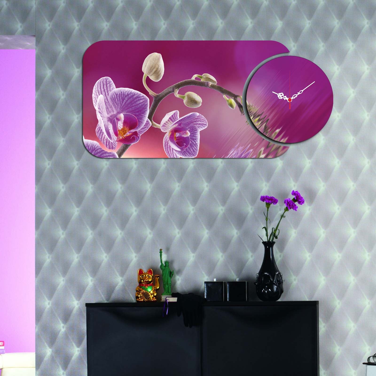 Relógio Decorativo MDF Multicolor 2 Peças - Design Moderno YMS-24