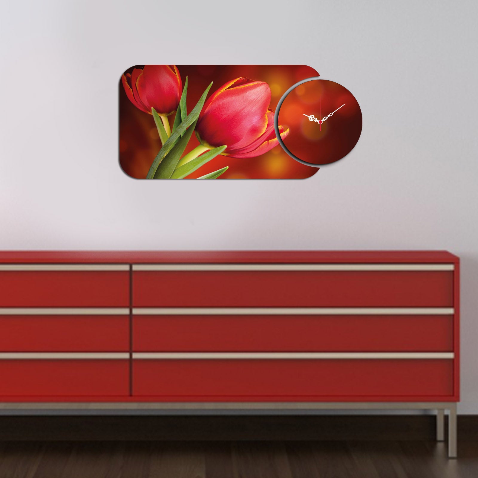 Relógio Decorativo MDF Multicolor YMS-29 - 2 Peças Premium