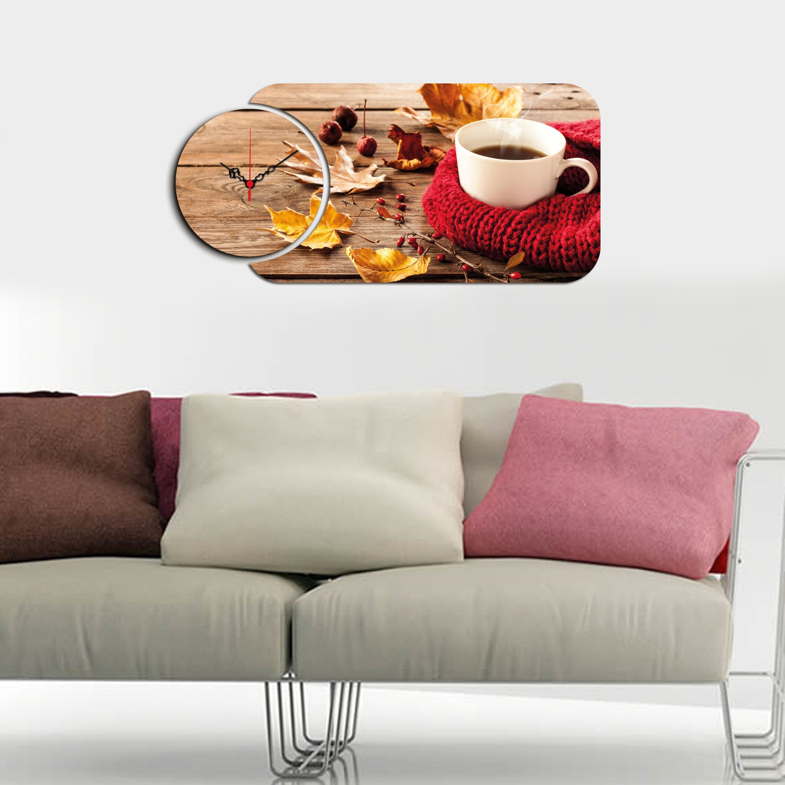 Relógio Decorativo MDF Multicolor YMS-34 - Design Moderno 2 Peças
