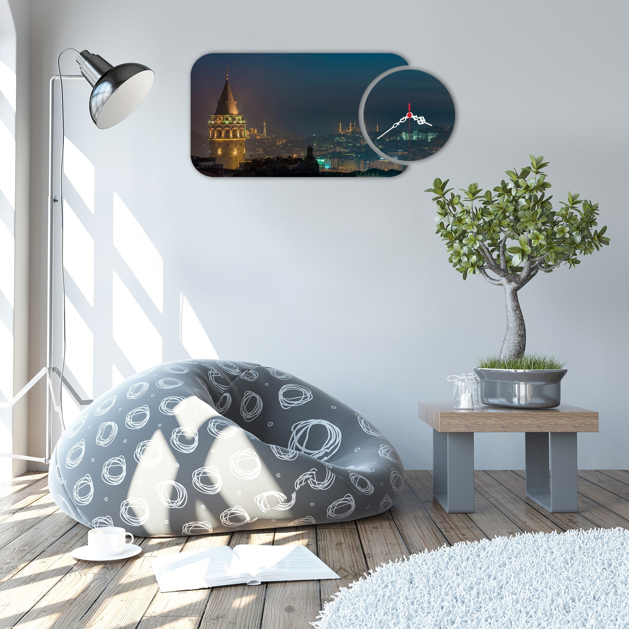 Relógio Decorativo MDF YMS-39 Multicolor - Design Moderno 2 Peças