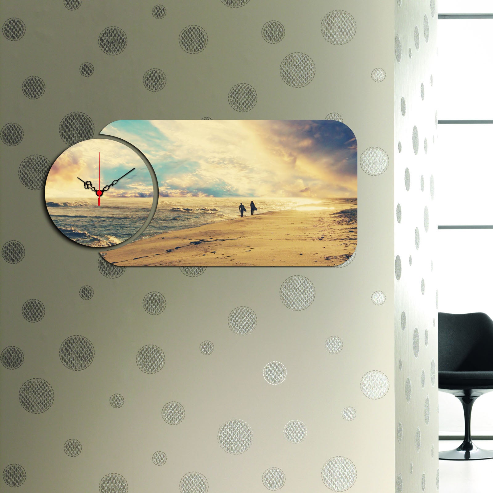Relógio Decorativo MDF Multicolor YMS-49 - 2 Peças Premium