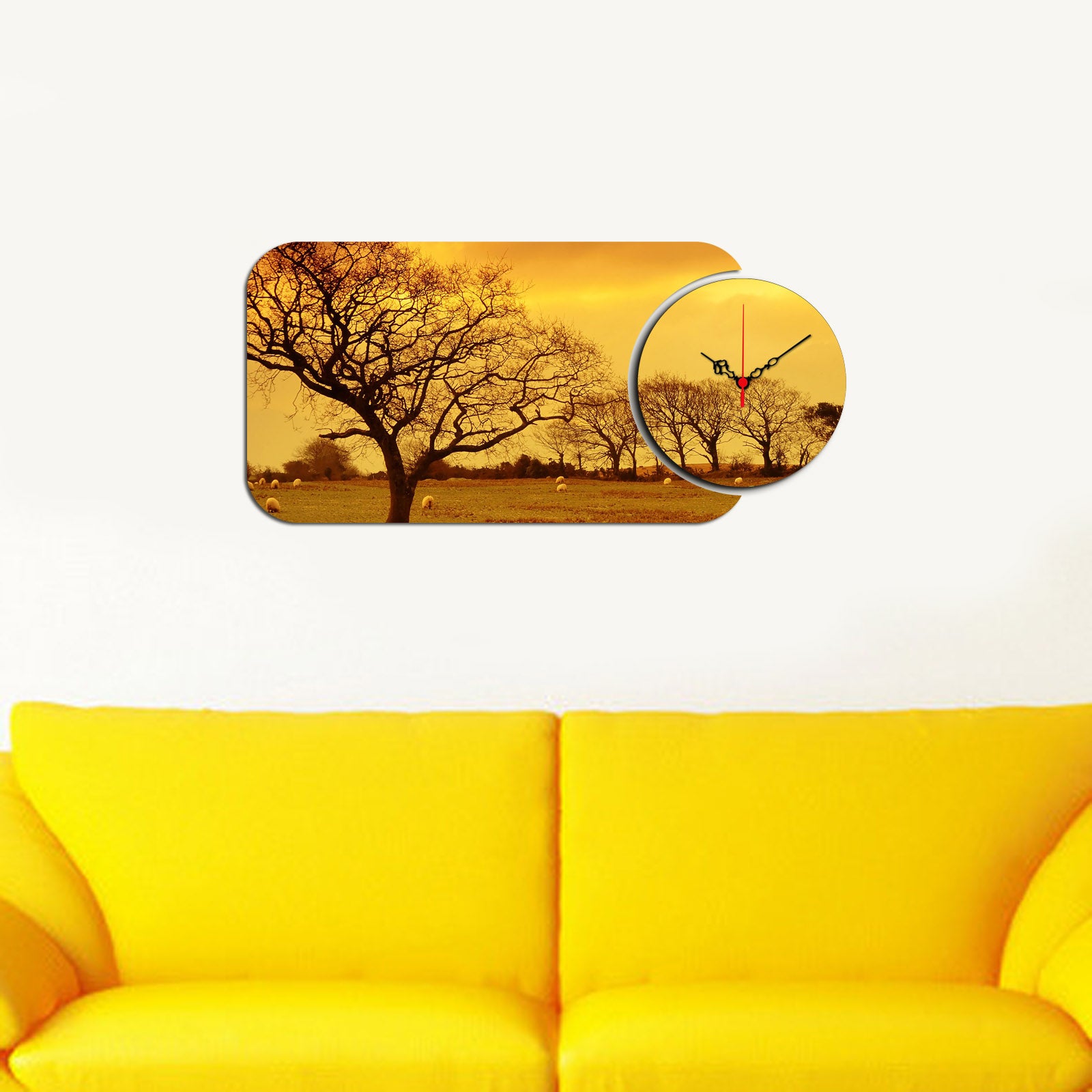 Relógio Decorativo MDF Multicolor YMS-53 - 2 Peças Premium