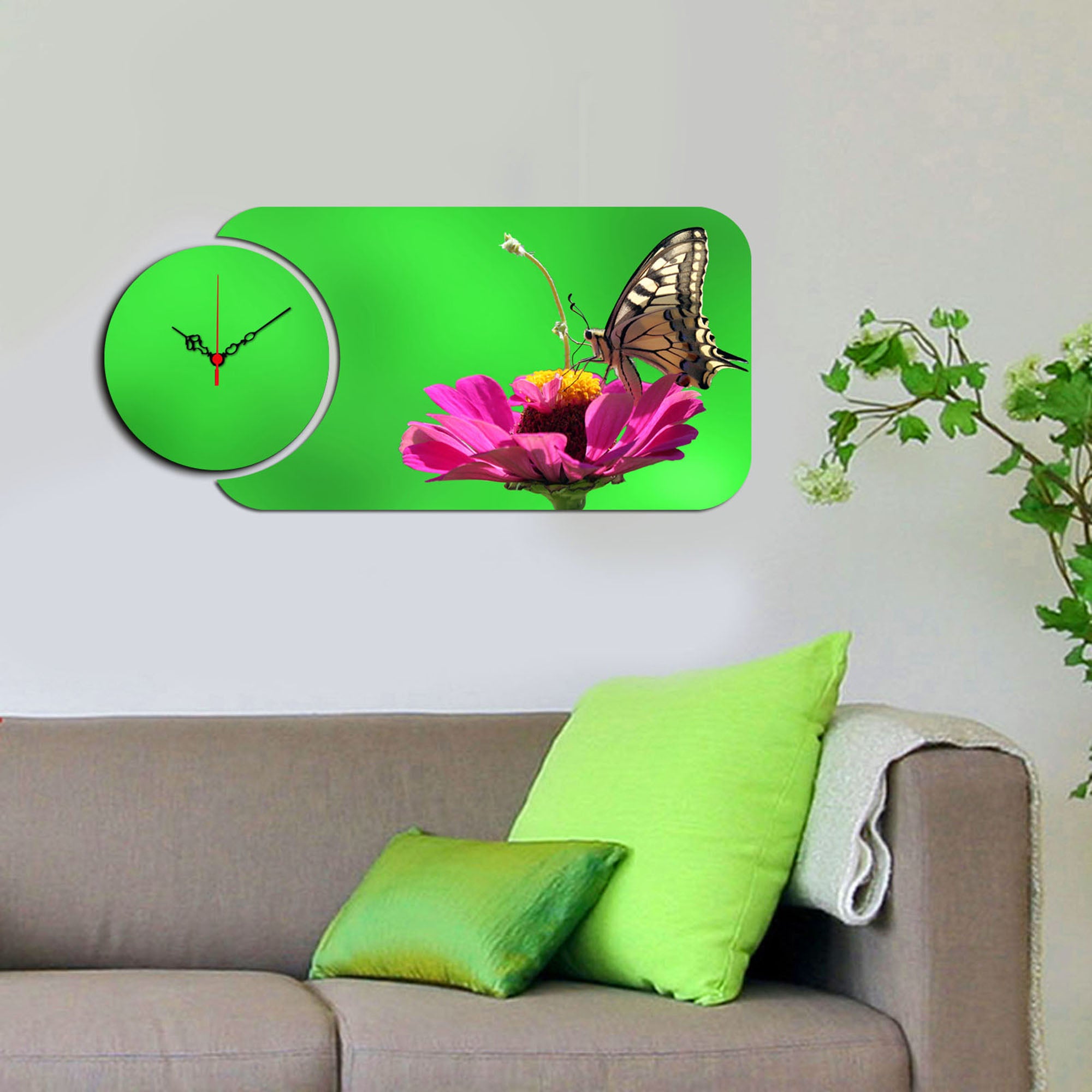 Relógio Decorativo MDF Multicolor 2 Peças YMS-54 - 60x34cm