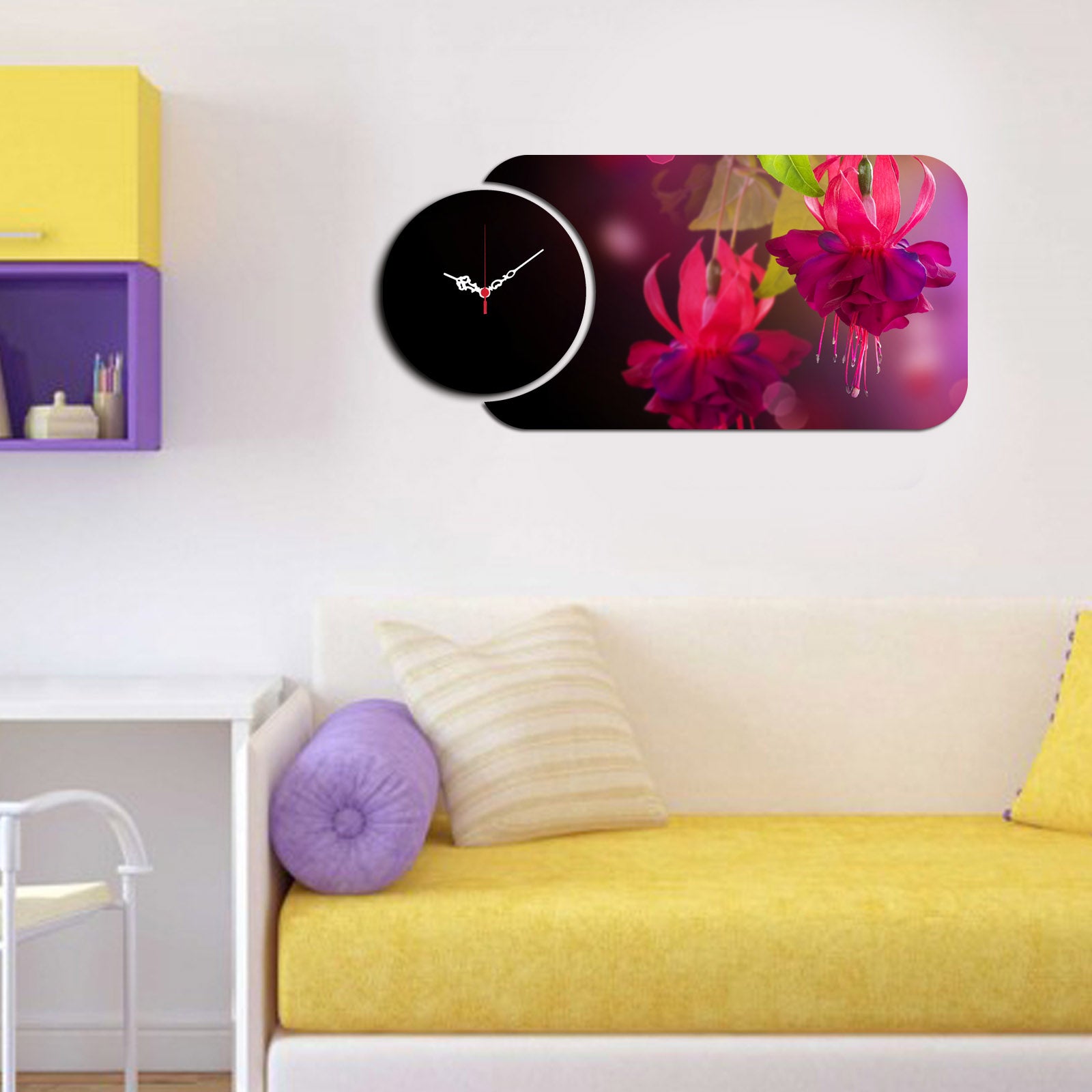 Relógio Decorativo MDF Multicolor YMS-58 - Set 2 Peças Premium