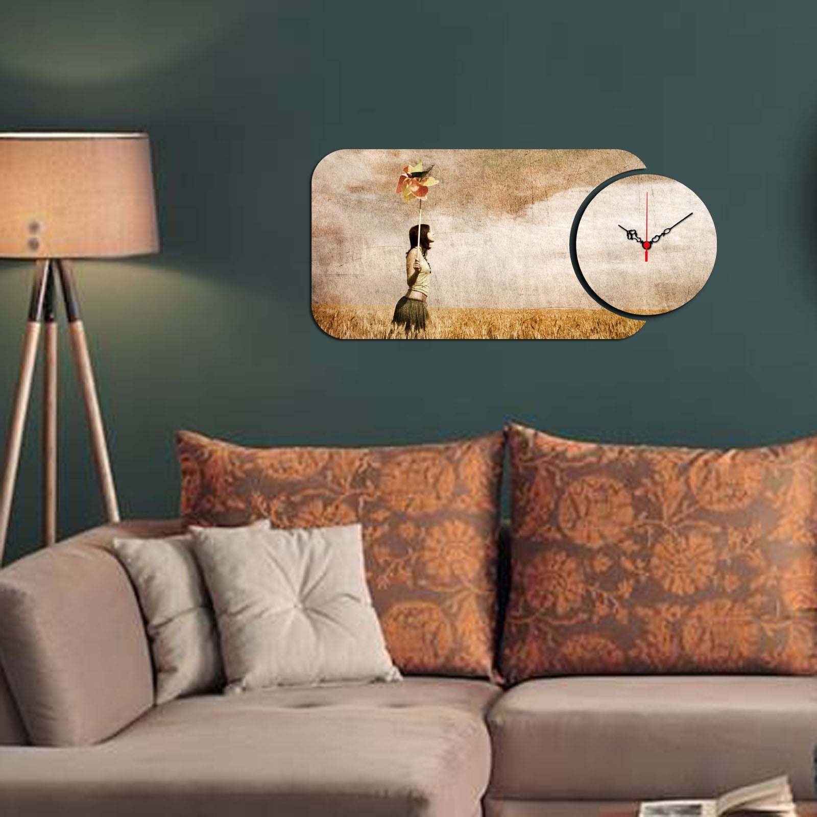 Relógio Decorativo MDF Multicolor YMS-69 - Set 2 Peças Premium