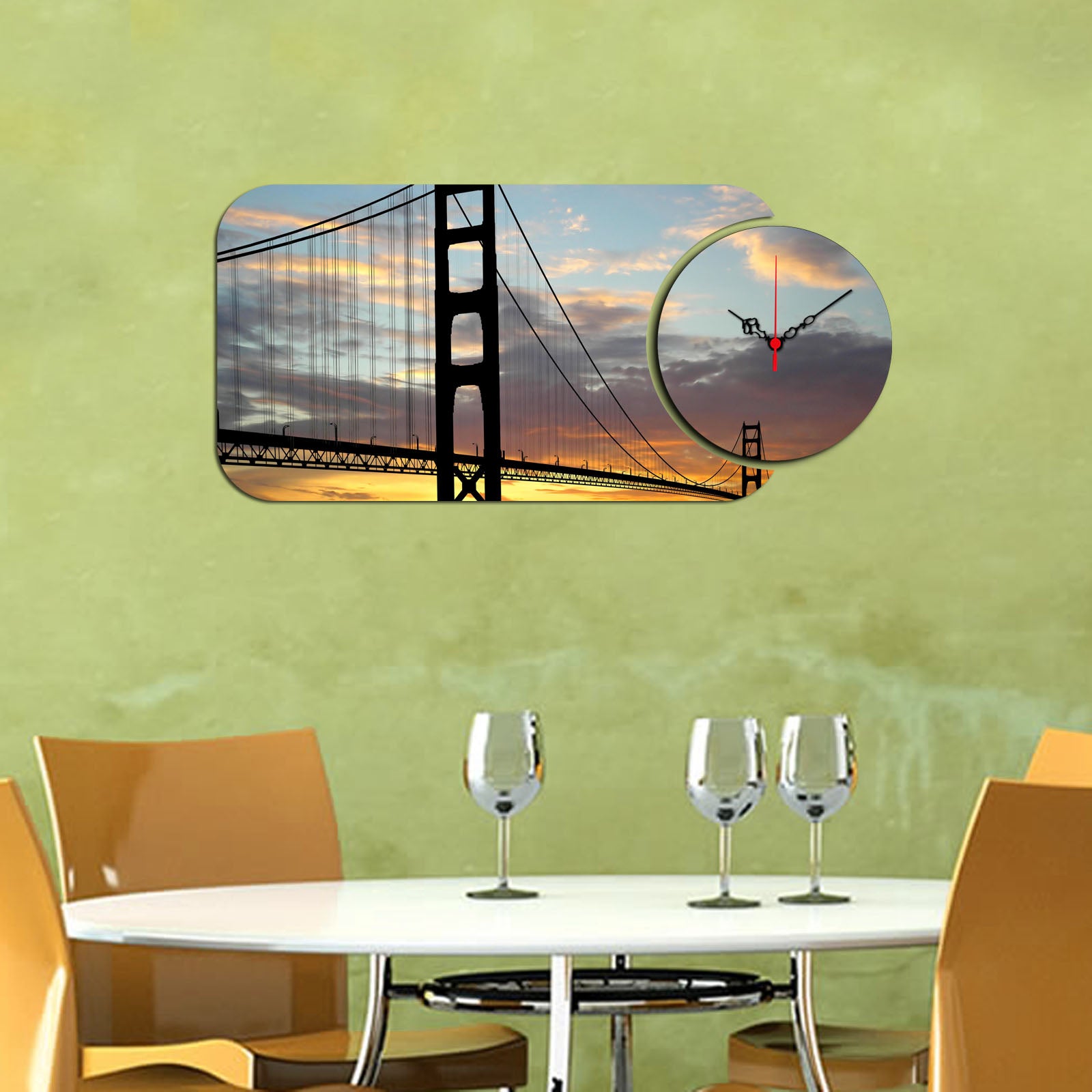Relógio Decorativo MDF Multicolor YMS-77 - 2 Peças Premium