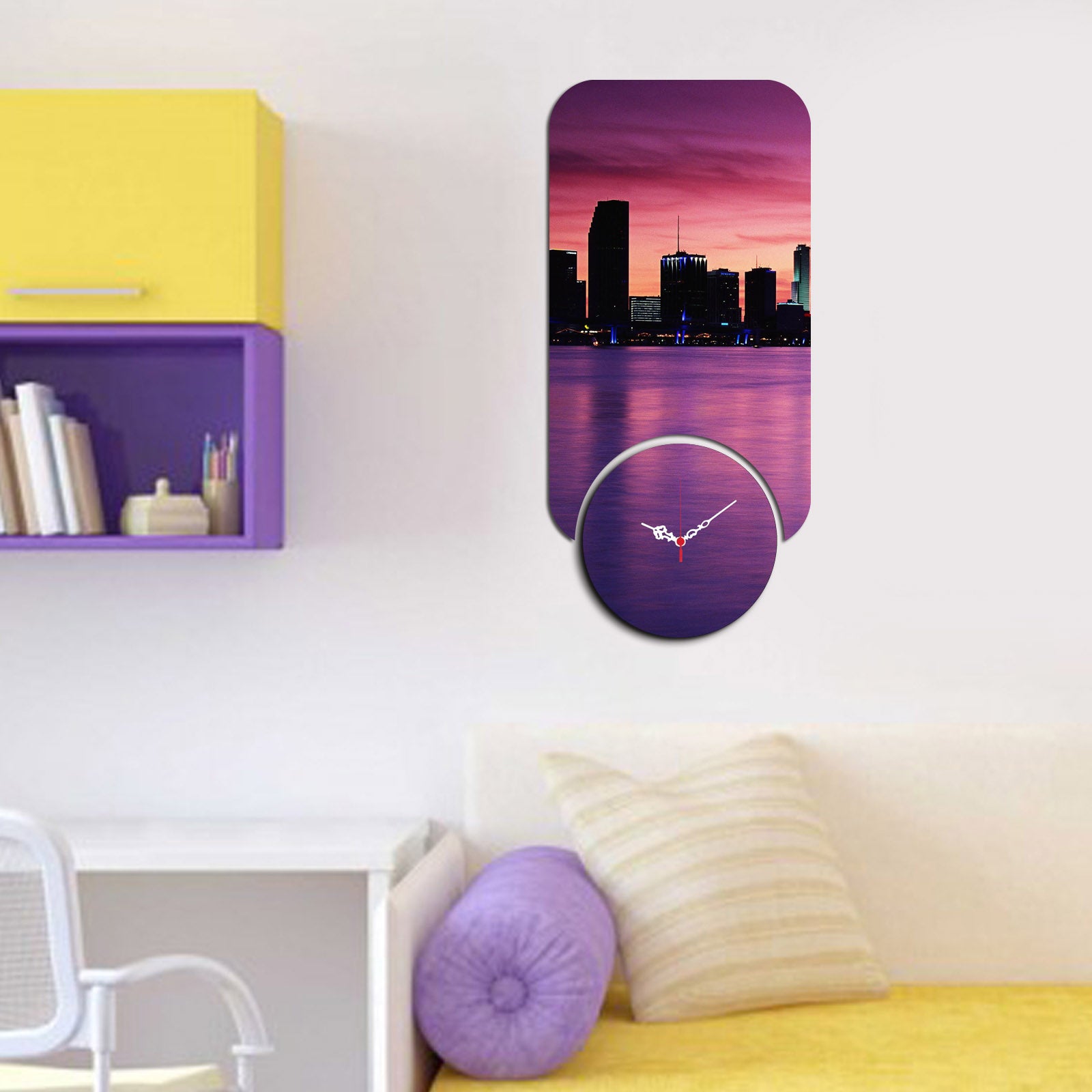 Relógio Decorativo MDF Multicolor YMS-84 - 2 Peças Premium