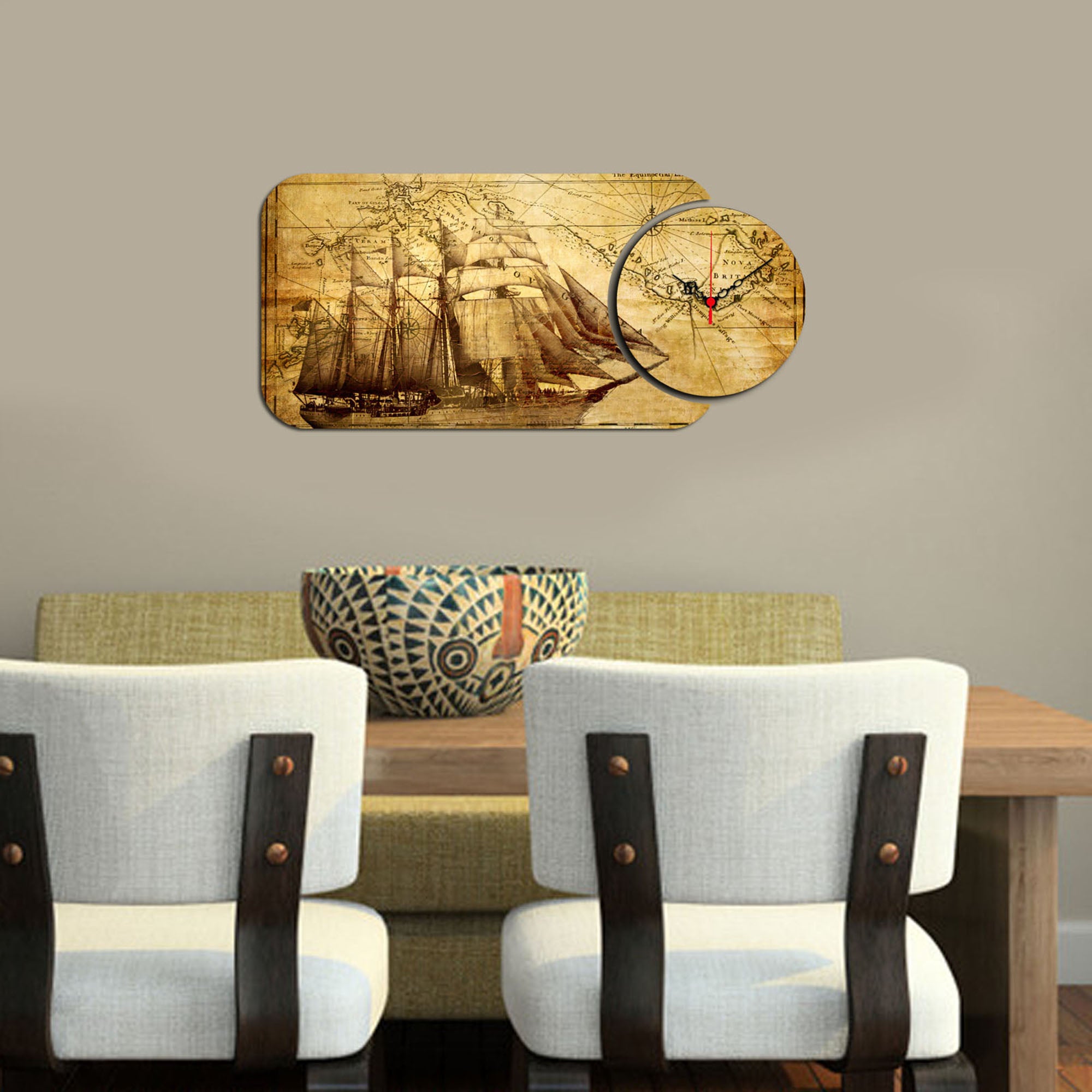 Relógio Decorativo MDF Multicolor 2 Peças - Design Moderno