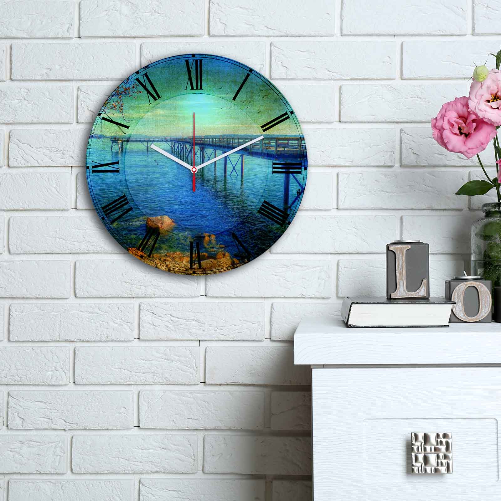 Relógio Decorativo MDF Multicolor 30cm - Design Contemporâneo