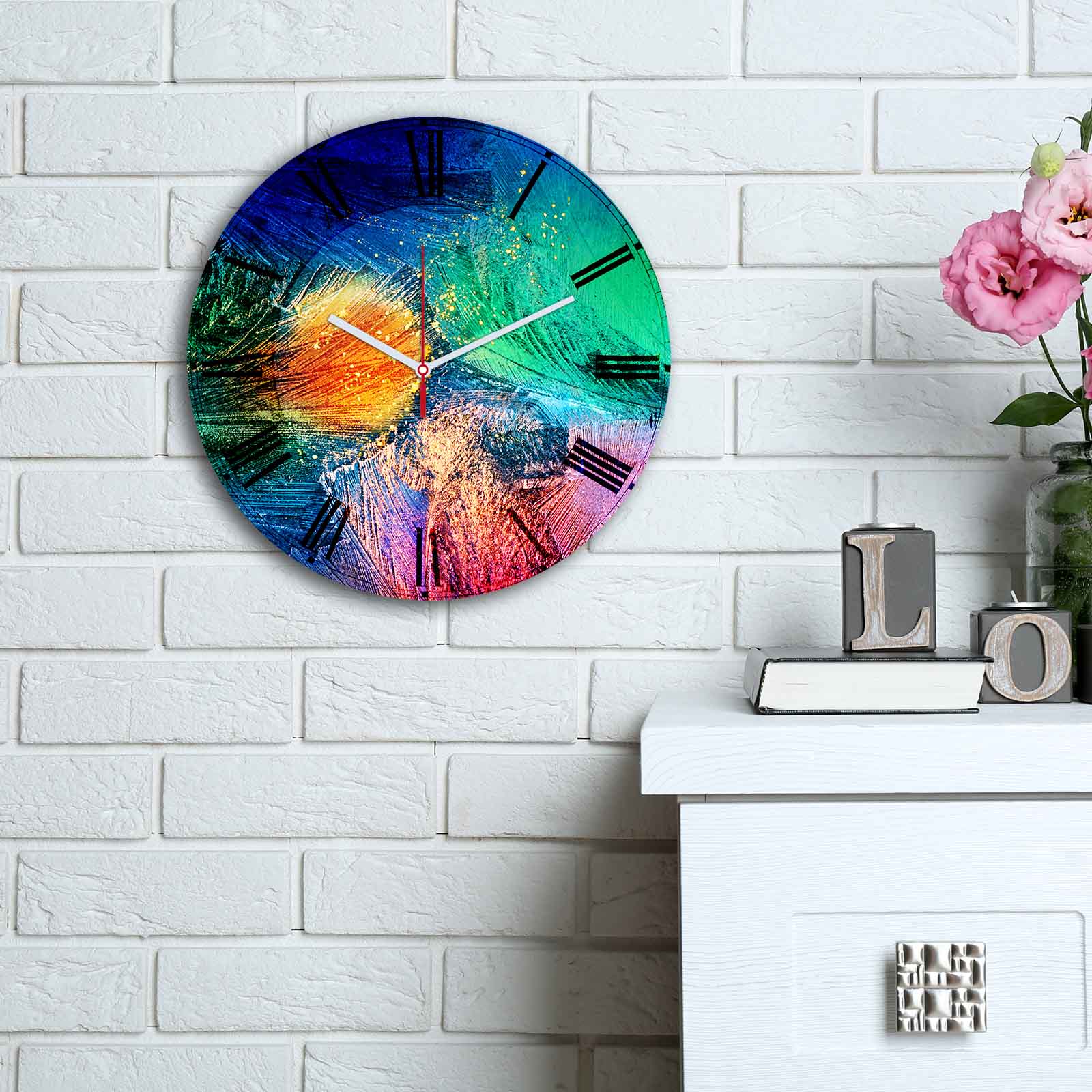 Relógio Decorativo MDF Multicolor 30cm - Design Moderno Premium