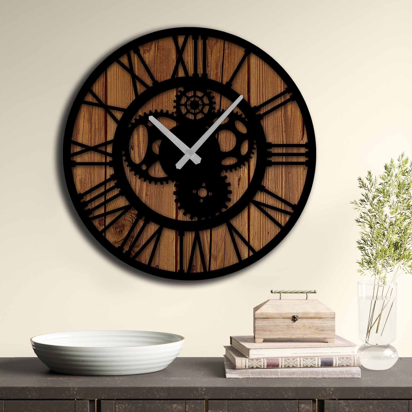 Relógio decorativo elegante em MDF, 50 cm de diâmetro | 100% MDF, 5 mm de espessura | Decoração de parede elegante para casa e escritório, perfeito para qualquer ambiente