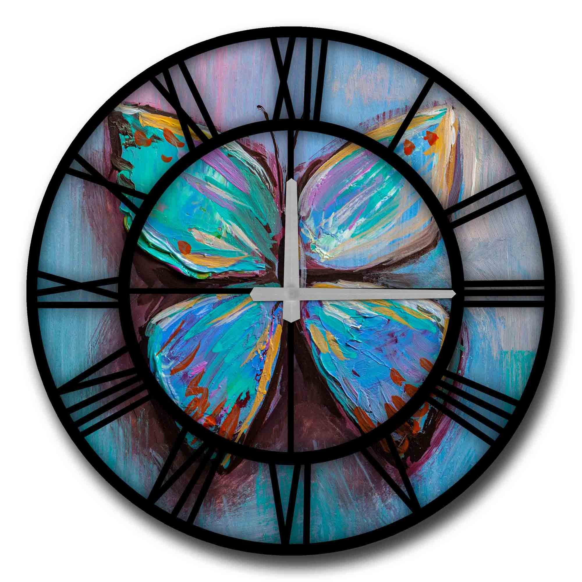 Relógio de Parede Decorativo MDF Multicolor - 50cm Diâmetro