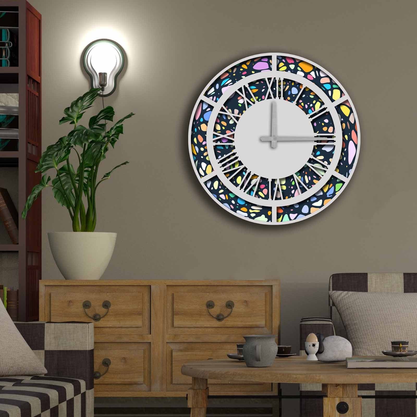 Relógio Decorativo MDF Multicolor 52cm - Design Moderno Premium