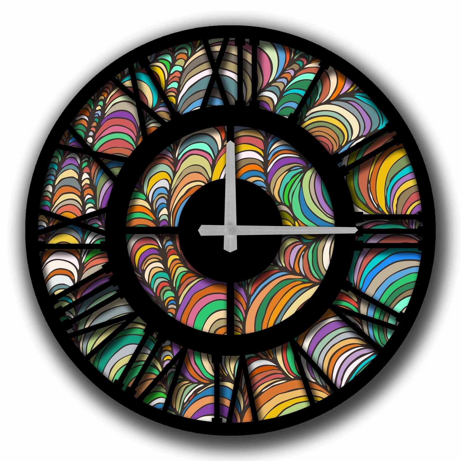 Relógio Decorativo MDF Multicolor 50cm - Design Contemporâneo
