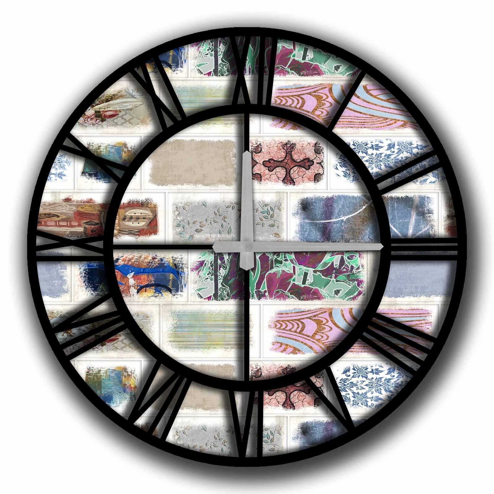 Relógio Decorativo MDF Multicolor 50cm - Design Moderno Premium