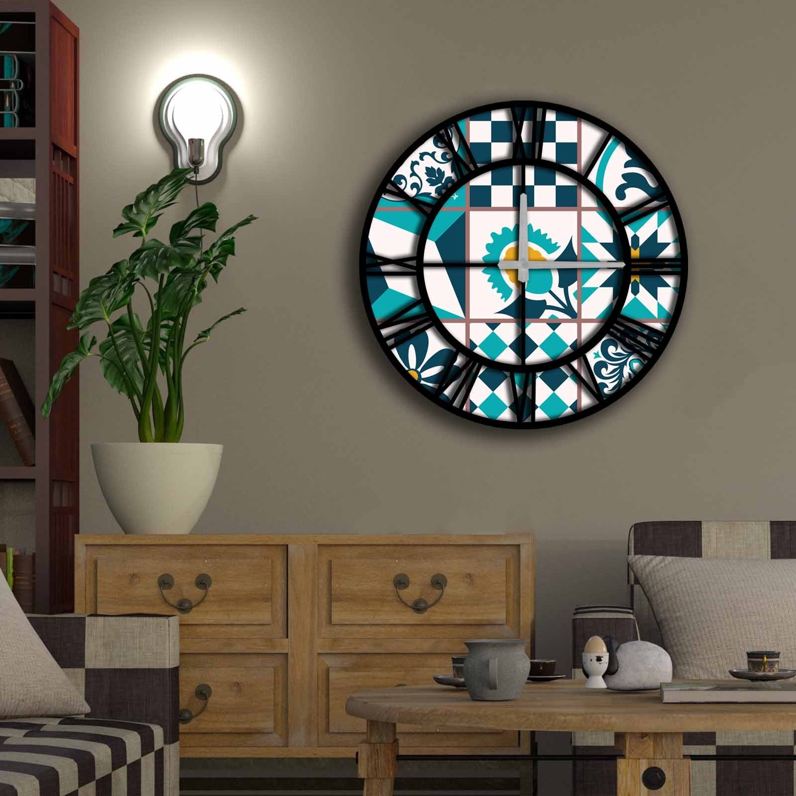 Relógio Decorativo MDF Multicolor 50cm - Design Exclusivo Premium