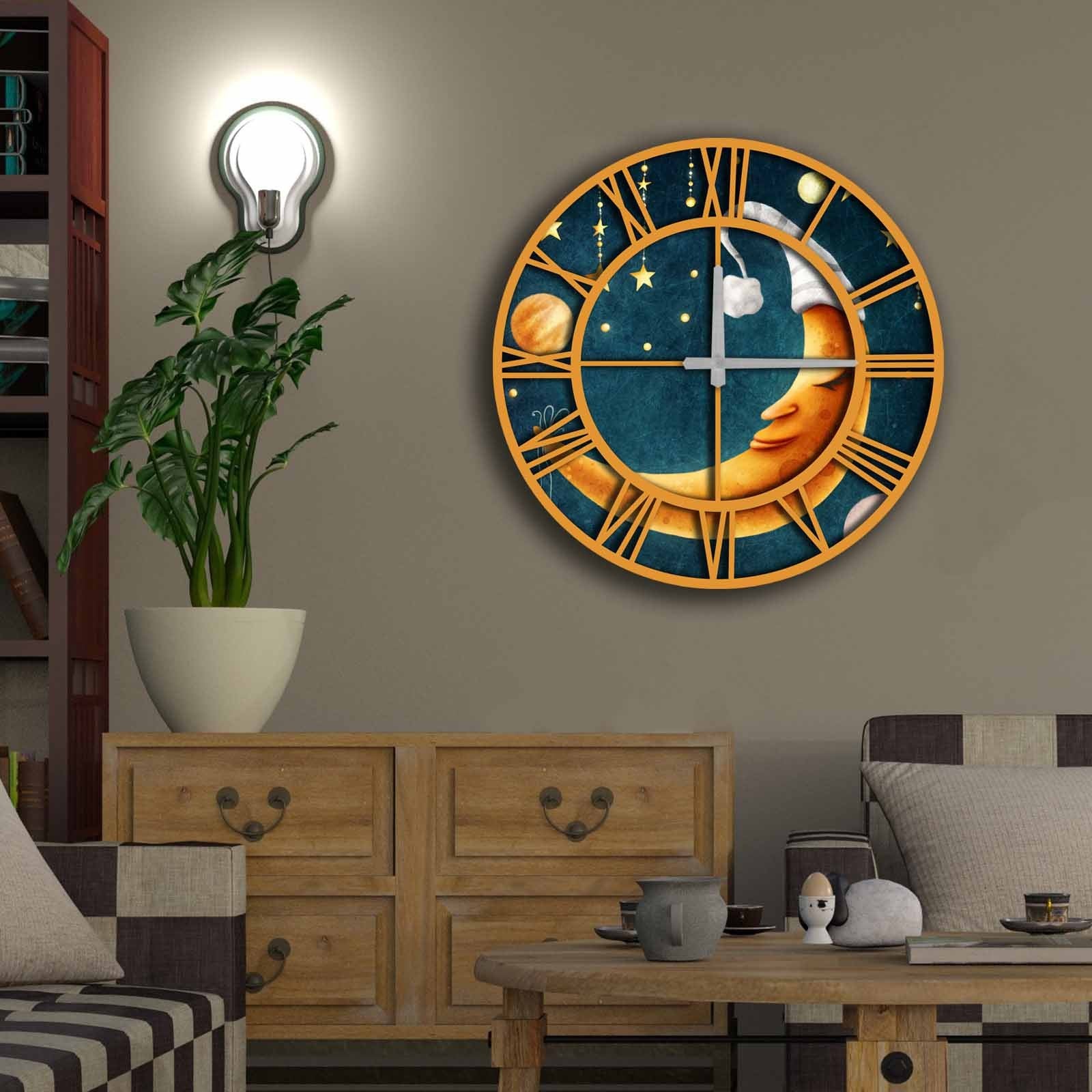 Relógio Decorativo MDF Multicolor 50cm - Design Moderno Premium