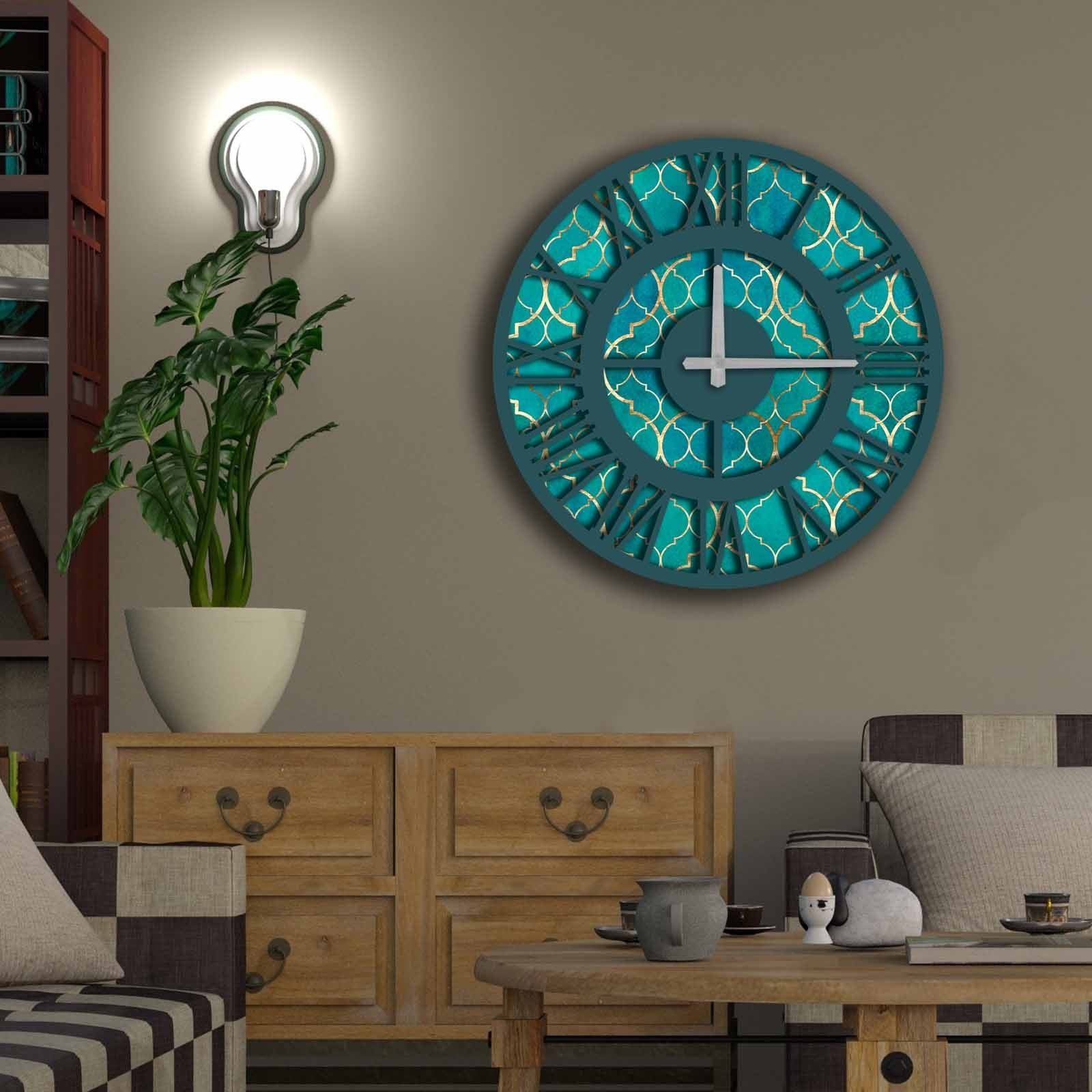 Relógio Decorativo MDF Multicolor 50cm - Design Moderno Premium