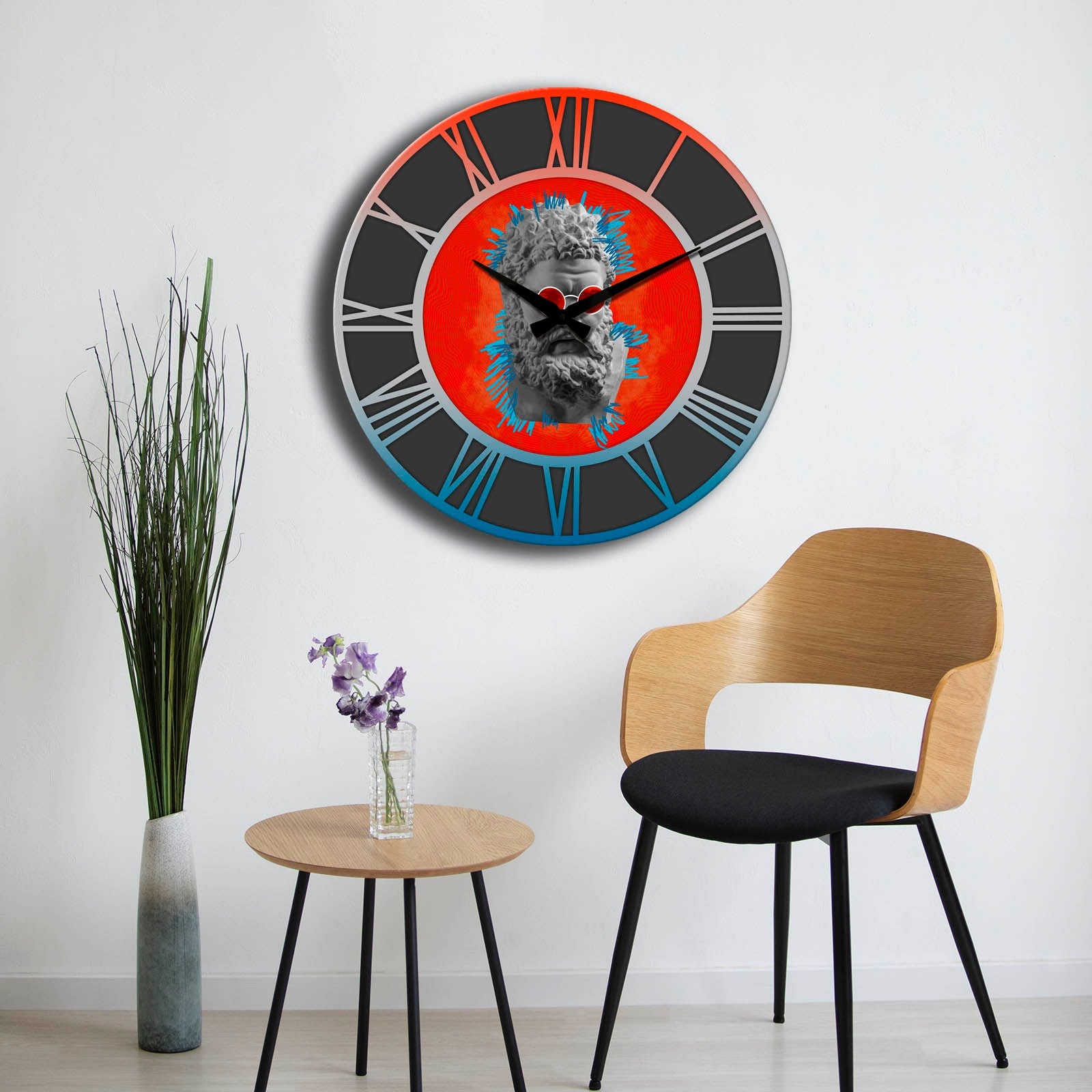Relógio Decorativo MDF Multicolor - Design Moderno 50cm