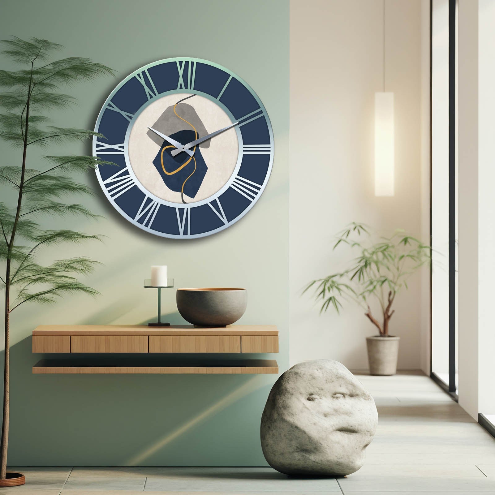 Relógio de Parede Decorativo MDF Multicolor 50cm - Design Moderno