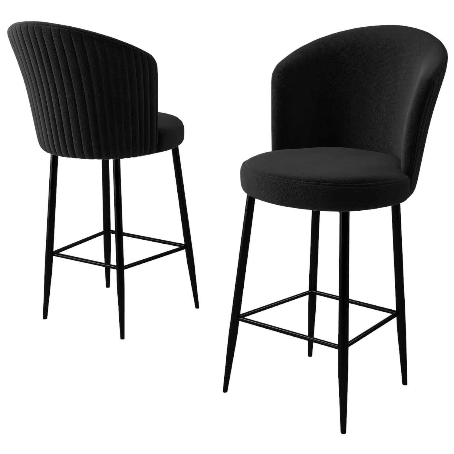 Conjunto de bancos de bar – 70 cm (altura do assento) – Preto – Metal