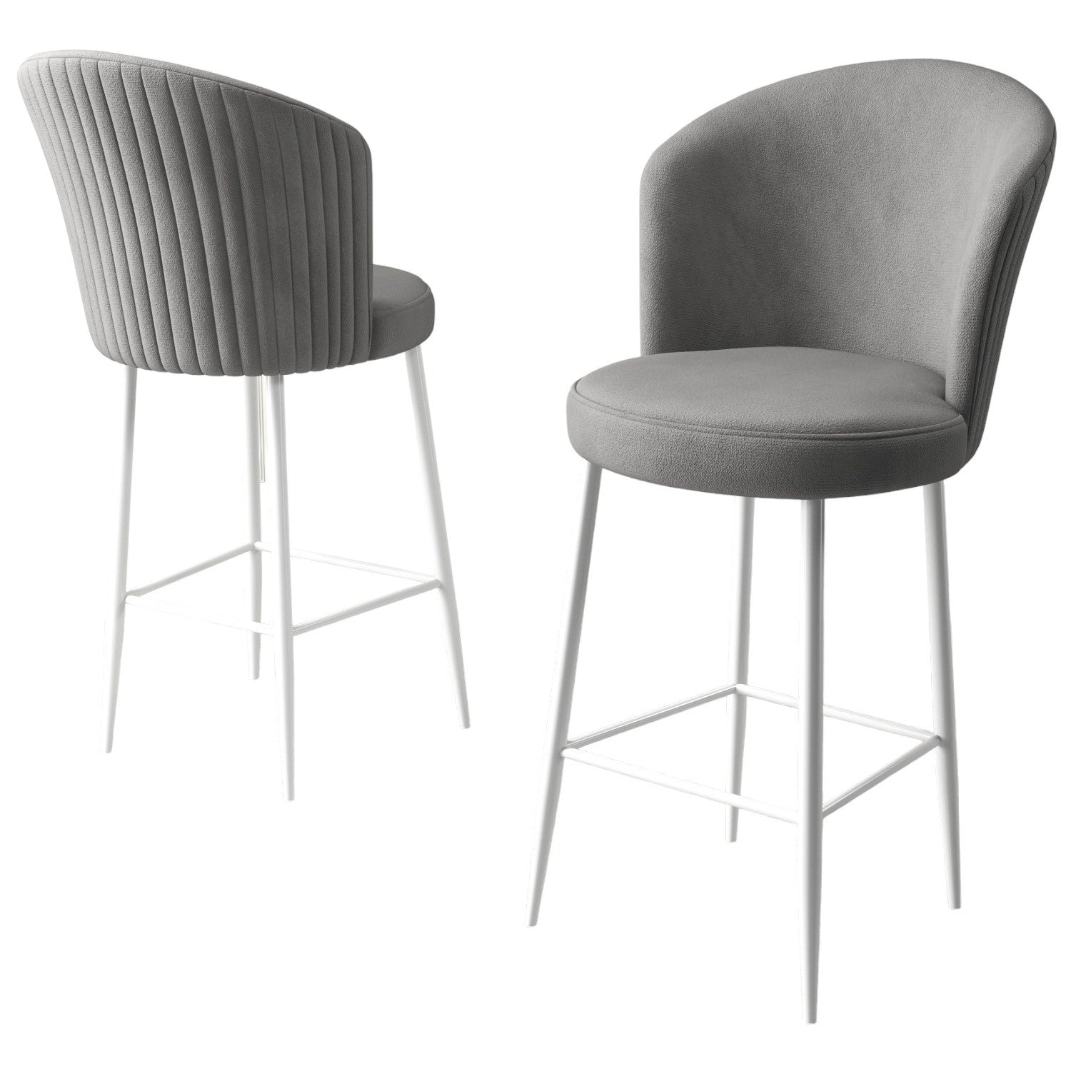 Conjunto de Bancos de Bar – 46 cm x 107 cm x 40 cm – Cinza e Branco – Metal