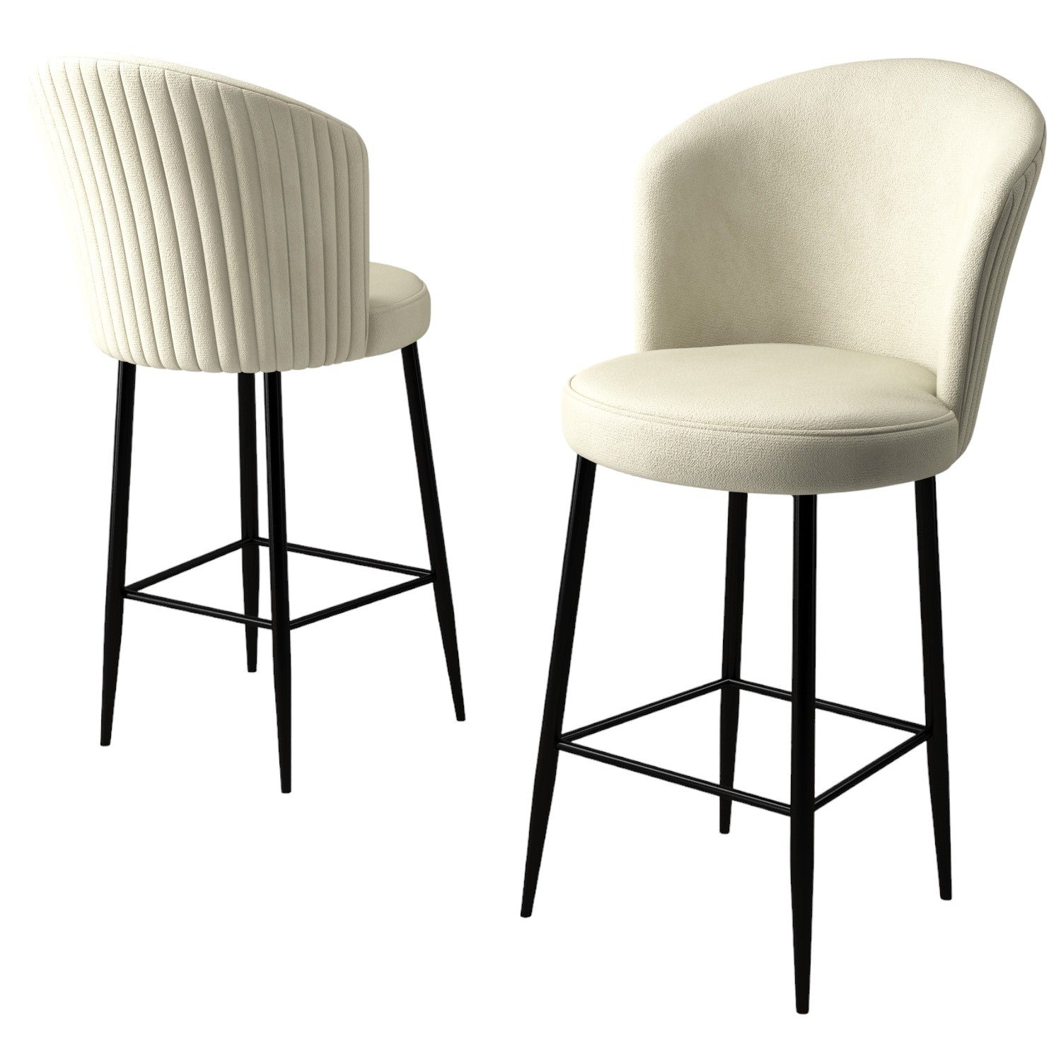 Conjunto de bancos de bar – 65 cm altura do assento – Creme e Preto – Metal