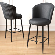 Conjunto de bancos de bar – 46 cm x 107 cm x 40 cm – Antracite e Preto – Metal e Couro Sintético