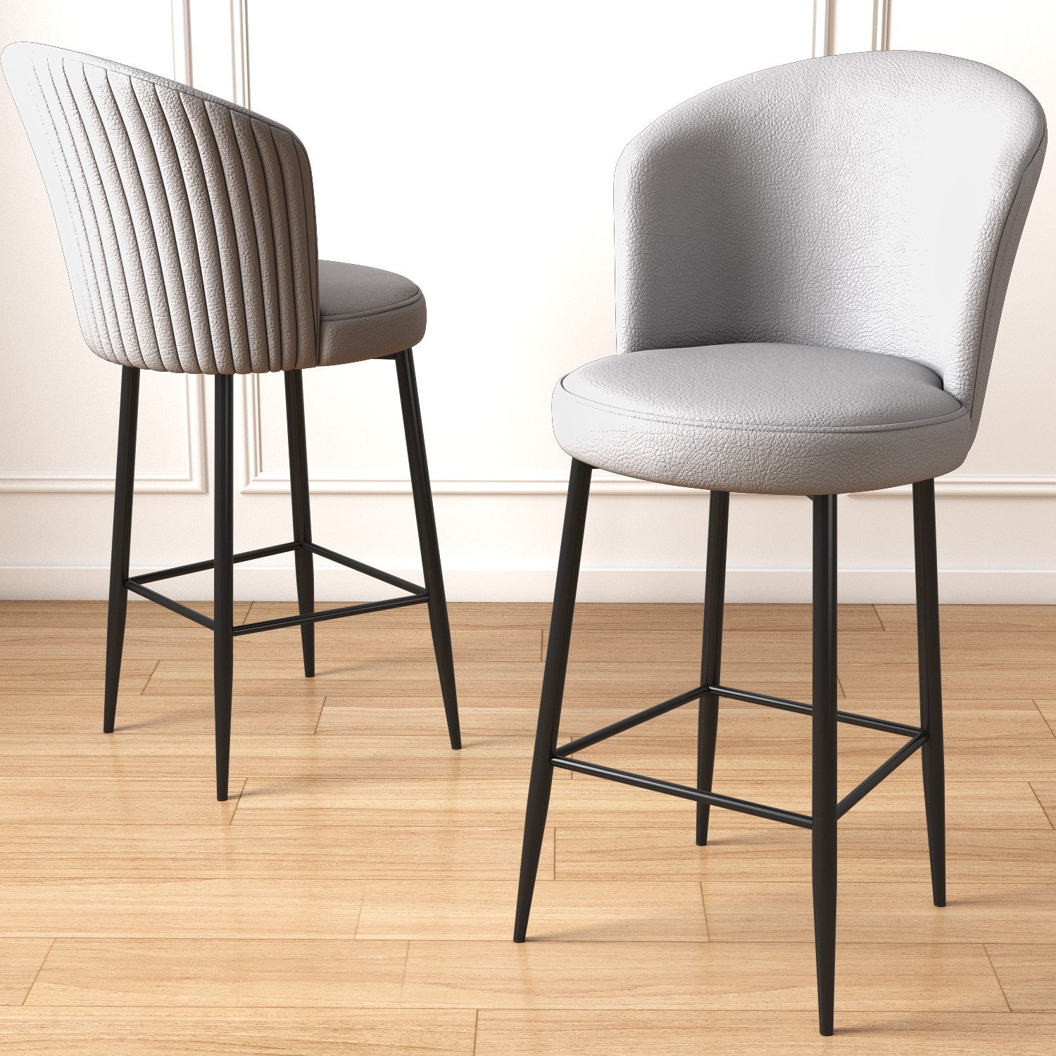 Conjunto de bancos de bar – 46 cm x 107 cm x 40 cm – Cinza e Preto – Metal