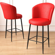 Conjunto de bancos de bar – 107 cm – Vermelho e Preto – Metal e Couro Sintético