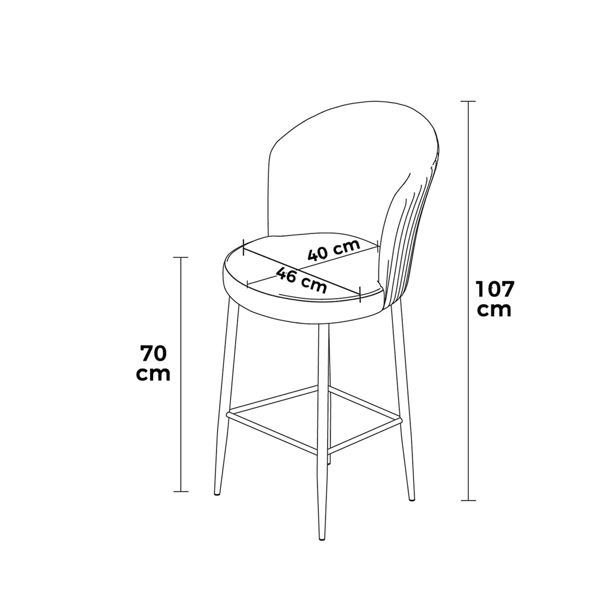 Conjunto de bancos de bar – 46 cm x 107 cm x 40 cm – Cinza e Branco – Metal