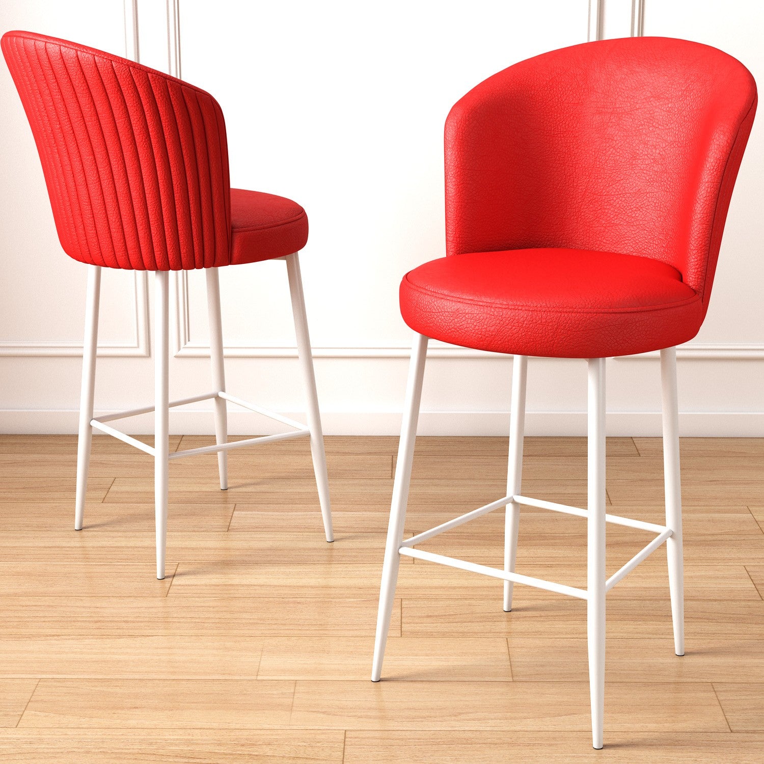Conjunto de bancos de bar – 46 cm x 107 cm x 40 cm – Vermelho e Branco – Metal