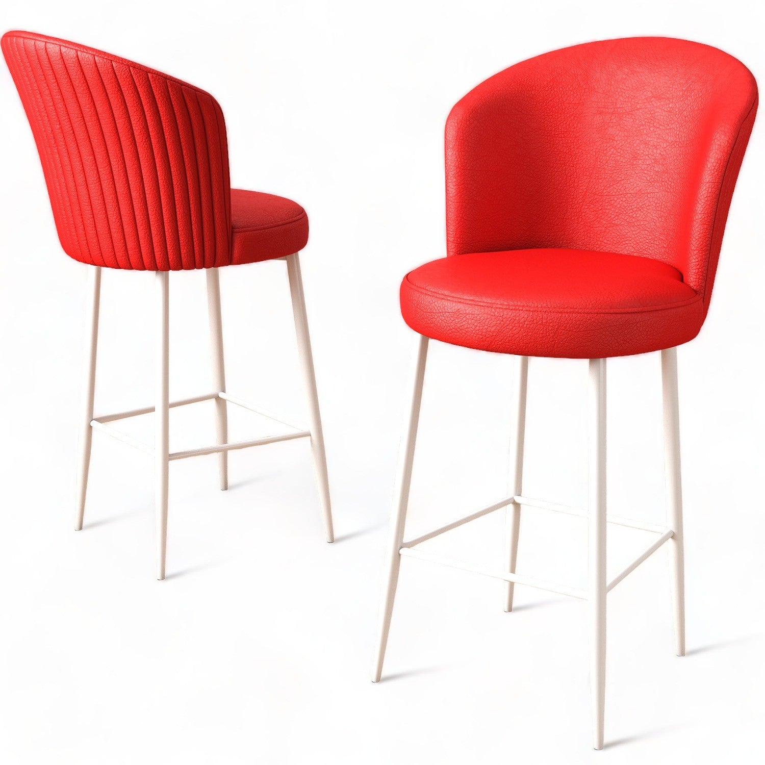 Conjunto de bancos de bar – 46 cm x 107 cm x 40 cm – Vermelho e Branco – Metal