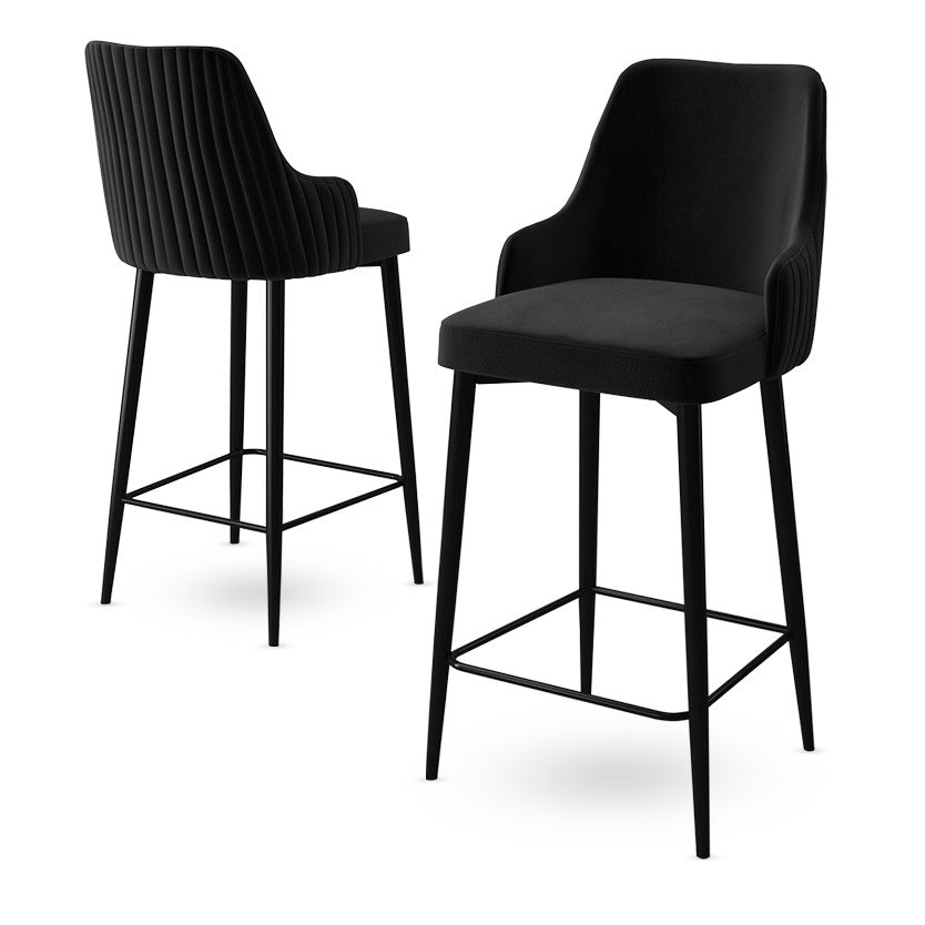 Conjunto de bancos de bar – 45 cm x 105 cm x 43 cm – Preto – Metal