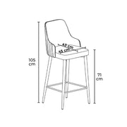 Conjunto de bancos de bar – 105 cm de altura – Antracite e Ouro – Metal