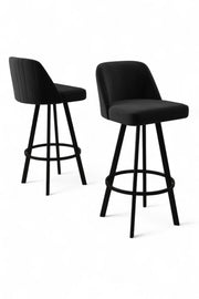 Conjunto de bancos de bar – 44 cm x 105 cm x 42 cm – Preto – Metal