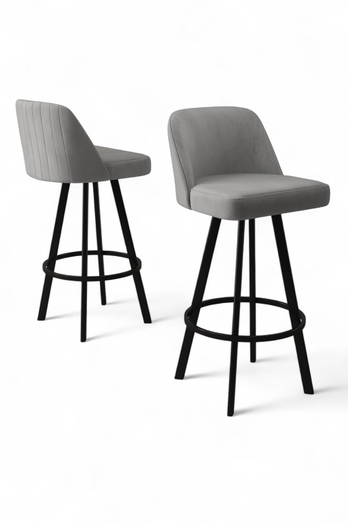 Conjunto de bancos de bar – 76 cm – Cinza e Preto – Metal
