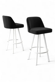 Conjunto de bancos de bar – 44 cm x 105 cm x 42 cm – Preto e Branco – Metal