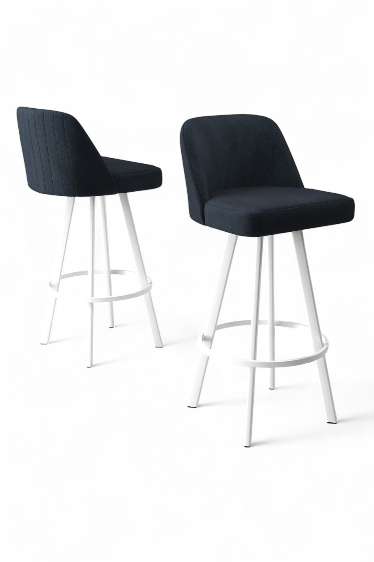 Conjunto de bancos de bar – 76 cm – Antracite e Branco – Metal