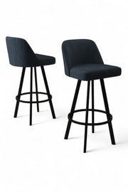Conjunto de bancos de bar – 44 cm x 105 cm x 42 cm – Antracite e Preto – Metal
