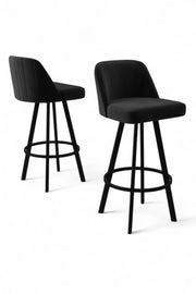 Conjunto de bancos de bar – 44 cm x 105 cm x 42 cm – Preto – Metal