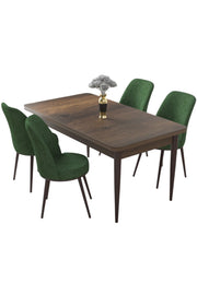 Conjunto de mesa de jantar e cadeiras – 110 cm x 76 cm x 71 cm – Caqui e Barroco – aglomerado com revestimento de melamina e metal