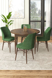 Conjunto de mesa de jantar e cadeiras – 90 cm x 75 cm – Barroco e Cáqui – Aglomerado e Metal