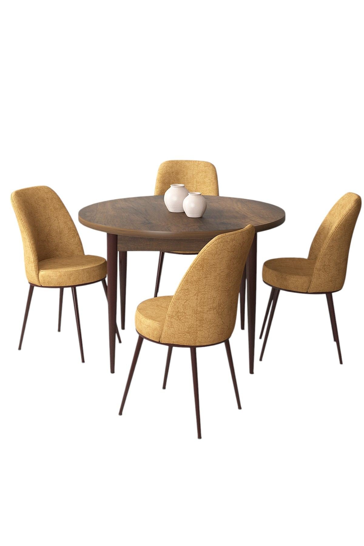 Conjunto de mesa de jantar e cadeiras – 90x75x90 cm – Barroco/Cappuccino – Aglomerado e metal