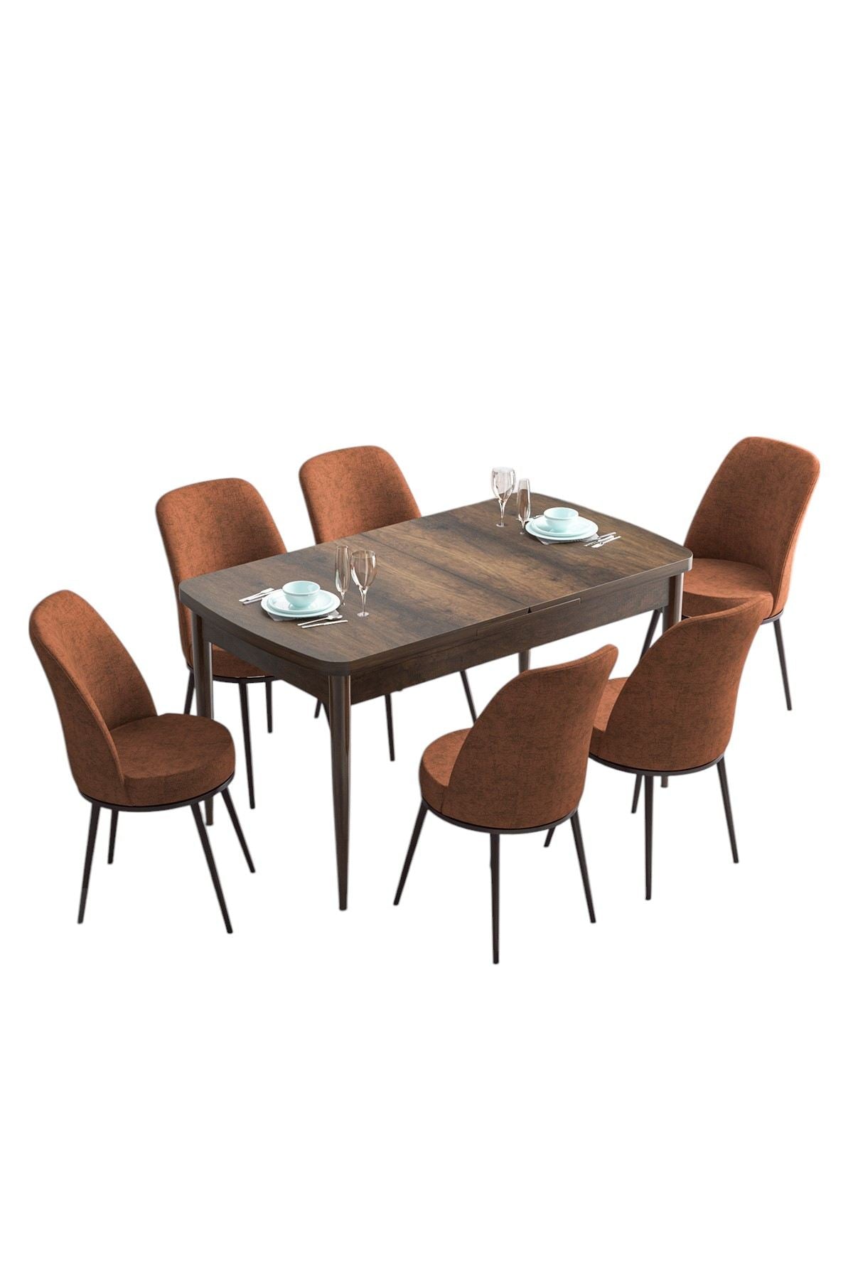 Conjunto de mesa de jantar extensível e cadeiras – 114-144 cm – vermelho – MDF e metal