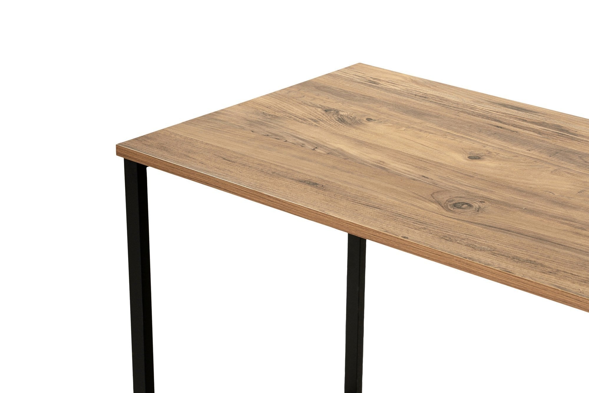 Secretária de Estudo/Escritório elegante, pinho atlântico e preto, 240 x 60 x 74 cm | 100% revestida em melamina, 18 mm de espessura, pernas com pintura eletrostática a pó | Montável na parede com prateleiras
