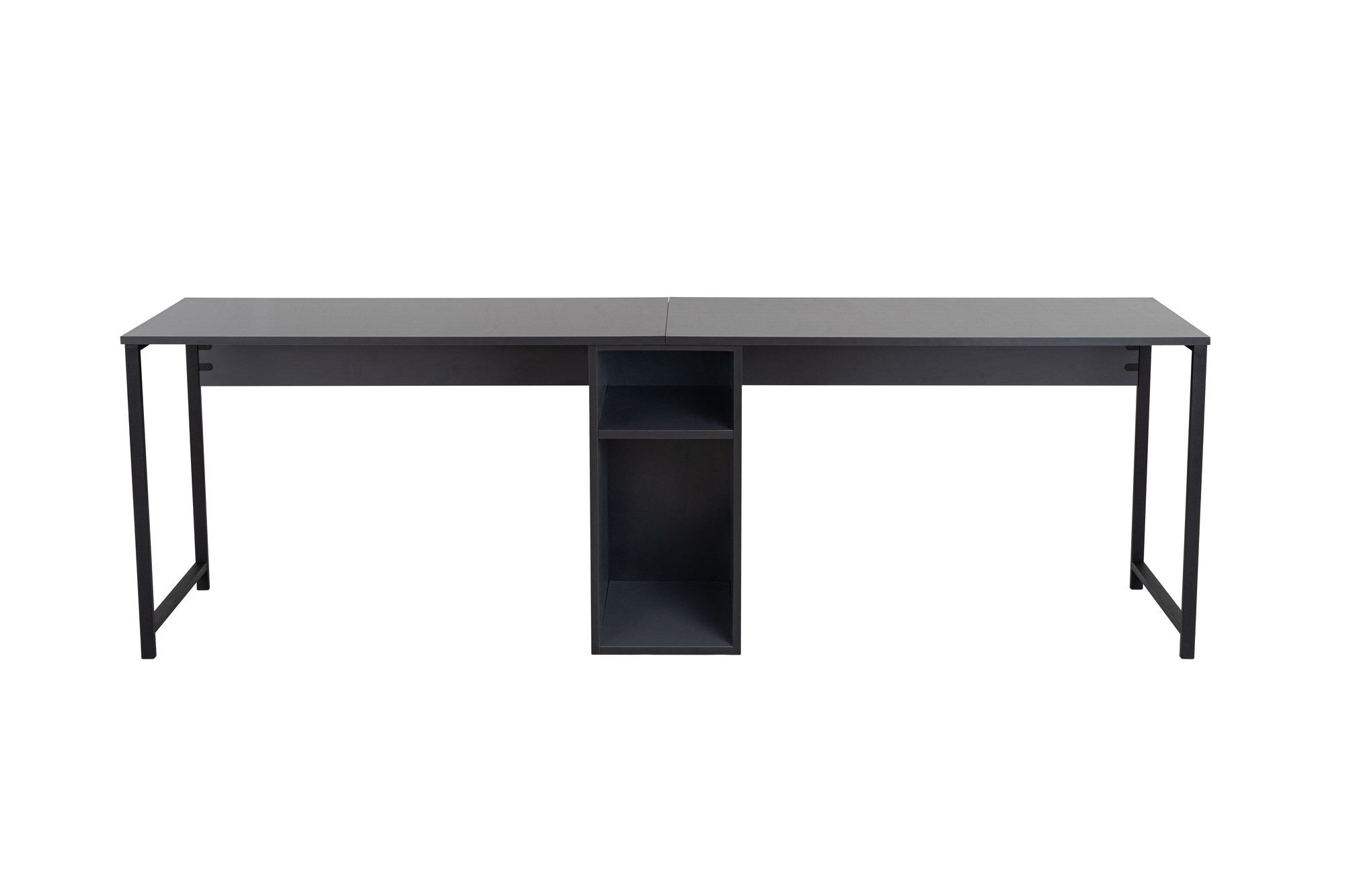 Secretária de Estudo/Escritório Moderna, Antracite e Preto, 240 x 74 x 60 cm | 100% Melamina, 18 mm de Espessura, Pernas com Pintura Eletrostática a Pó | Montável na Parede com Prateleiras