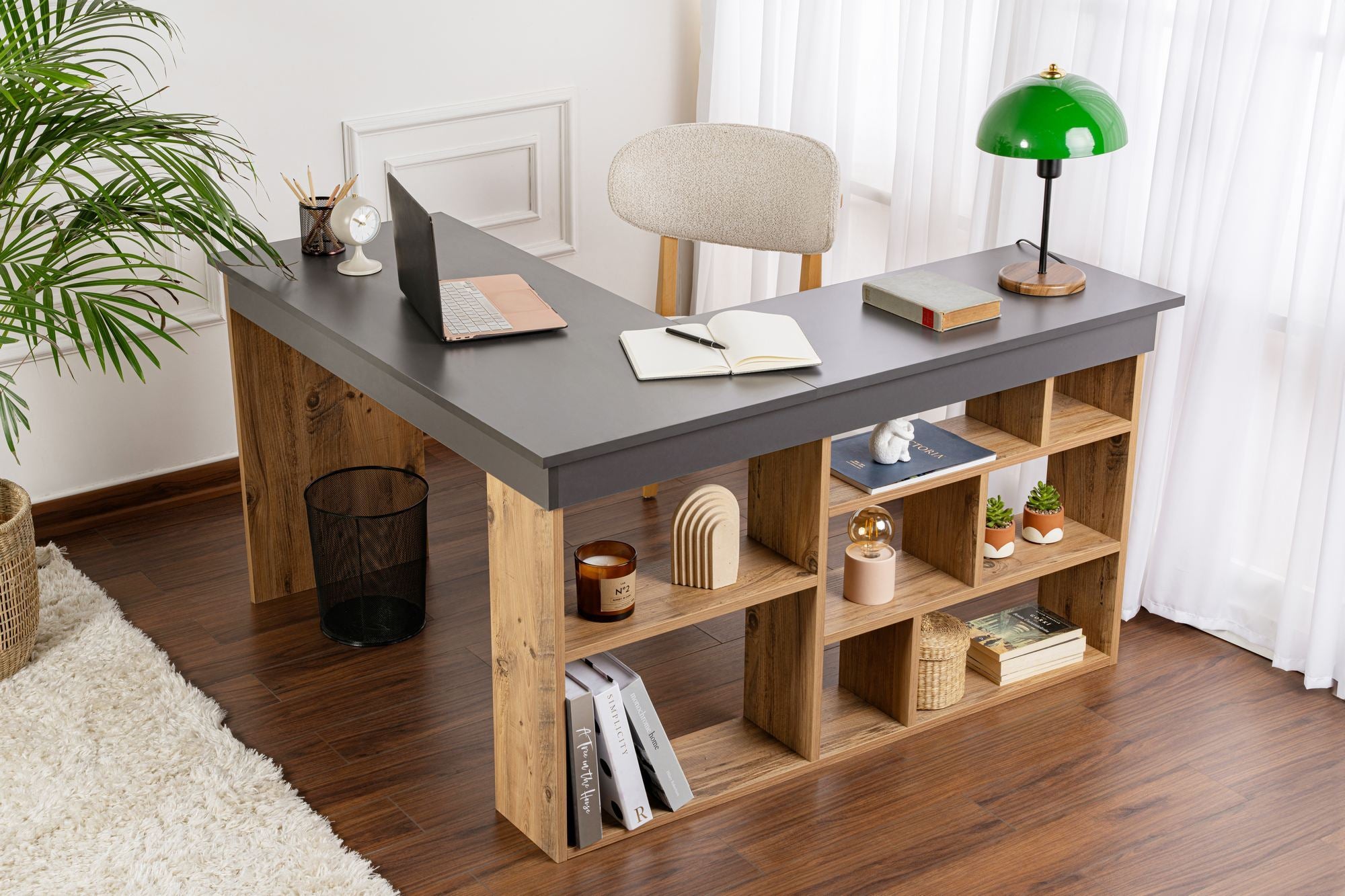 Secretária Vesper Anthracite Pine - Design Premium Portugal