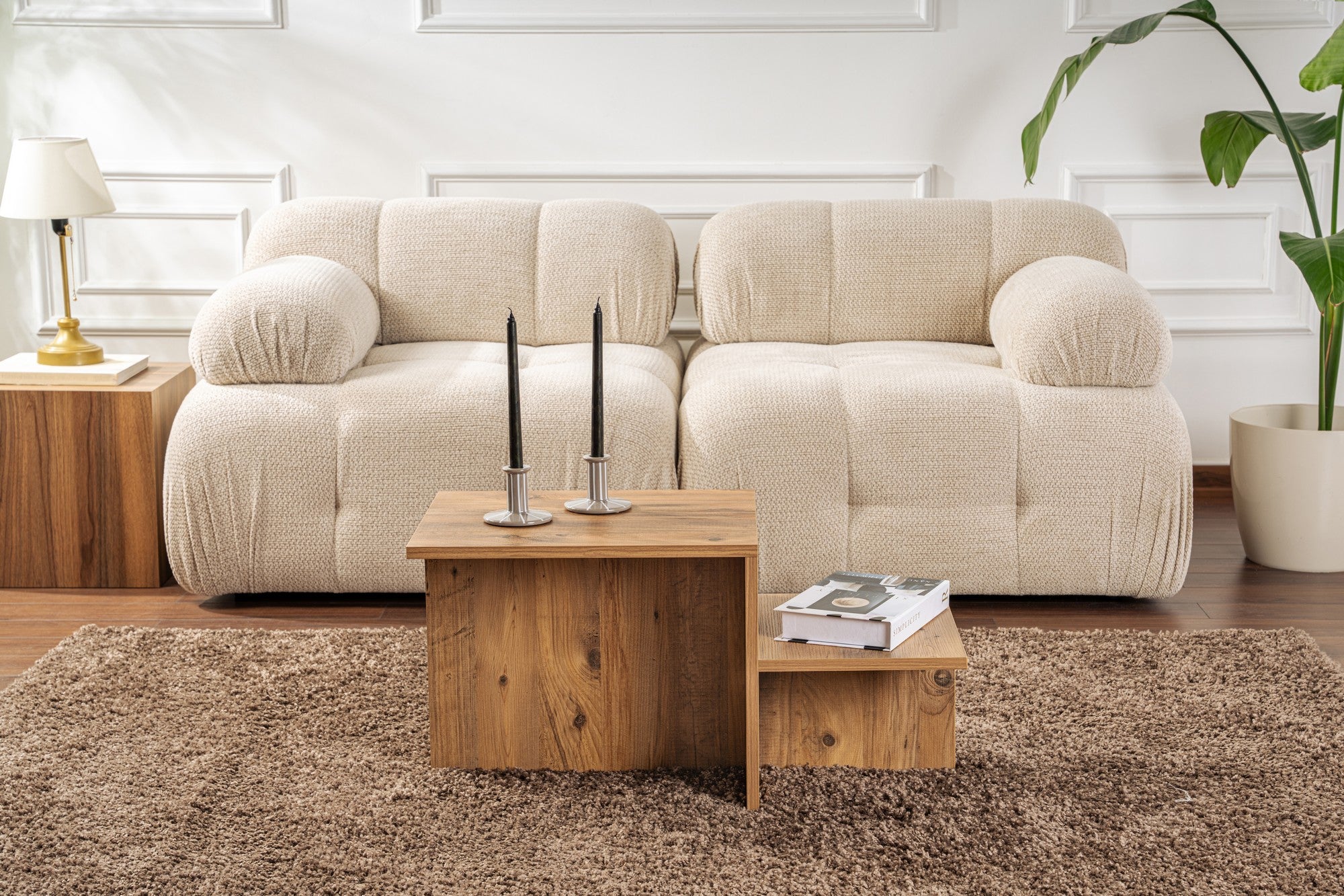 Mesa de Centro Elegante, Pinho Atlântico, 80 x 40 x 40 cm | Painel de Partículas 100% Revestido com Melamina, 18 mm de Espessura | Perfeita para Salas de Estar e Espaços Modernos